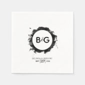 Einfache Schwarz-weiße Hochzeit Serviette (Vorderseite)