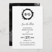 Einfache Schwarz-weiße Hochzeit speichern Sie das  Save The Date (Vorne/Hinten)