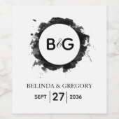 Einfache Schwarz-weiße Hochzeit Weinetikett (Einzelnes Label)