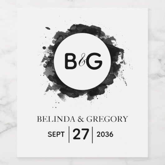 Einfache Schwarz-weiße Hochzeit Weinetikett (Einzelnes Label)