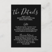 Einfache Schwarz-weiße Hochzeitsdetails Begleitkarte (Vorderseite)