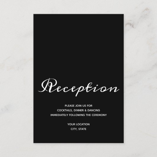 Einfache Schwarz-weiße Hochzeitsempfehlung Begleitkarte (Vorderseite)