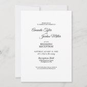 Einfache Schwarz-weiße Hochzeitsempfehlung Einladung (Vorderseite)