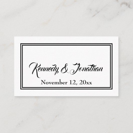 Einfache Schwarz-weiße Hochzeitskarten für die Web Begleitkarte (Rückseite)