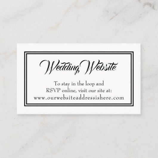 Einfache Schwarz-weiße Hochzeitskarten für die Web Begleitkarte (Vorderseite)