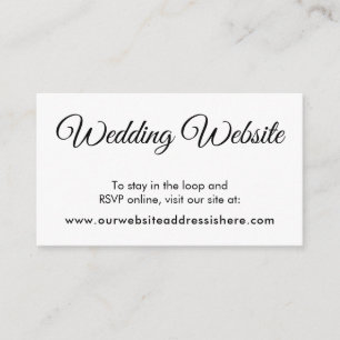 Einfache Schwarz-weiße Hochzeitskarten für die Web Begleitkarte