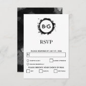 Einfache Schwarz-weiße Hochzeitskarten RSVP Karte (Vorne/Hinten)