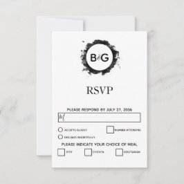 Einfache Schwarz-weiße Hochzeitskarten RSVP Karte