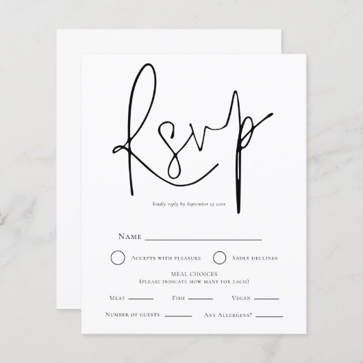 Einfache Schwarz-weiße Hochzeitsmahlzeit UAWG (Vorne/Hinten)