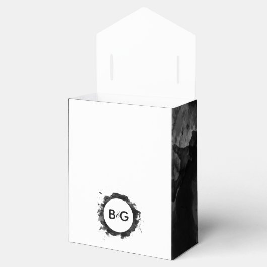 Einfache Schwarz-weiße Hochzeitsohle Geschenkschachtel (Geöffnet)