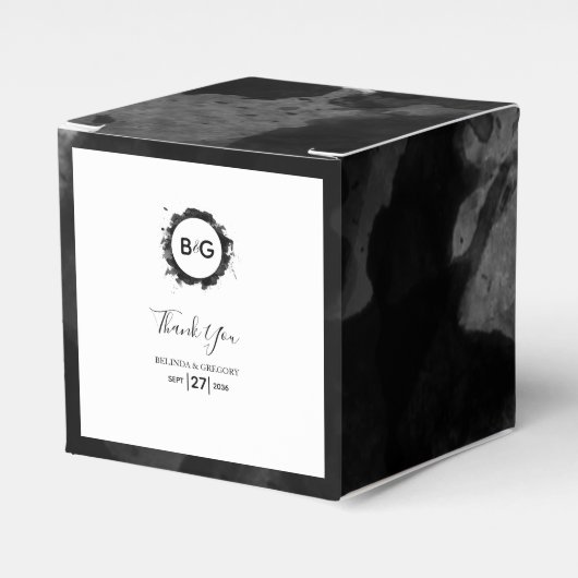 Einfache Schwarz-weiße Hochzeitsohle Geschenkschachtel (Vorderseite)