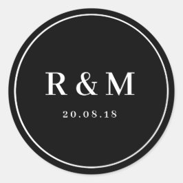 Einfache schwarz-weiße Hochzeitstickerin Runder Aufkleber