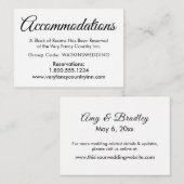 Einfache Schwarz-weiße Hochzeitsunterkünfte Begleitkarte (Vorne/Hinten)