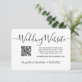 Einfache Schwarz-weiße Hochzeitswebsite QR Code Fo Begleitkarte (Stehend Vorderseite)