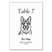 Einfache schwarz-weiße Hunde-Hochzeit Tischnummer (Vorderseite)