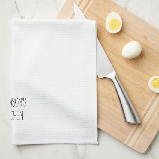 Einfache Schwarz-weiße individuelle Name-Textmonog Geschirrtuch (Viertel Falte)