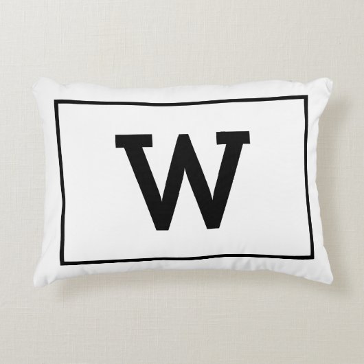 Einfache Schwarz-weiße Initialmonogramm Dekokissen (Vorderseite)