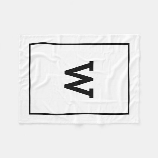Einfache Schwarz-weiße Initialmonogramm Fleecedecke (Vorderseite (Horizontal))