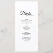 Einfache Schwarz-weiße Kalligrafie-Abendkarte Menükarte (Rückseite)