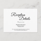 Einfache Schwarz-weiße Kalligrafie Empfang Details Begleitkarte (Vorderseite)