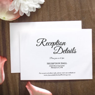 Einfache Schwarz-weiße Kalligrafie Empfang Details Begleitkarte