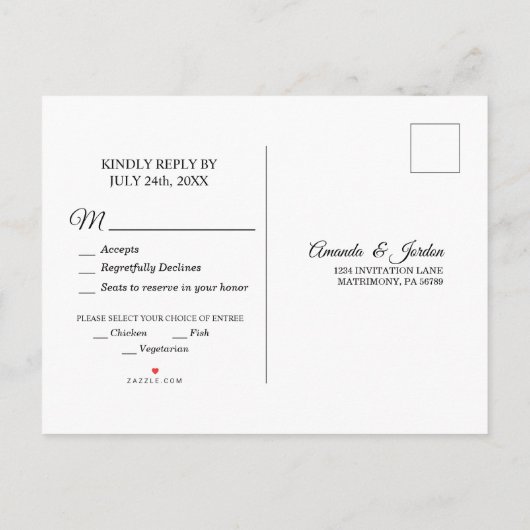 Einfache Schwarz-weiße Kalligrafie-Reaktion Postka Einladungspostkarte (Rückseite)