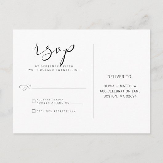 Einfache Schwarz-weiße Kalligrafie UAWG Postkarte (Rückseite)