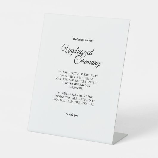 Einfache Schwarz-weiße Kalligraphie Unplugged Zere Sockelschild (Vorderseite)