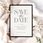 Einfache Schwarz-weiße Kalligraphieschrift Save The Date<br><div class="desc">Einfaches Schwarz-weißes Kalligraphieskript verfügt Save the Date über einen fett gestreiften Rahmen,  der moderne Schrift umgibt,  die auch Kalligraphie-Skripte enthält.</div>
