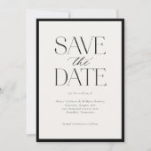 Einfache Schwarz-weiße Kalligraphieschrift Save The Date (Vorderseite)