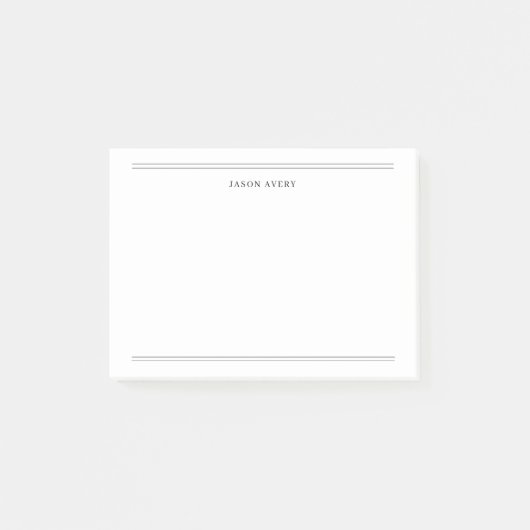 Einfache Schwarz-weiße, klassische Doppellinien Post-it Klebezettel (Vorderseite)