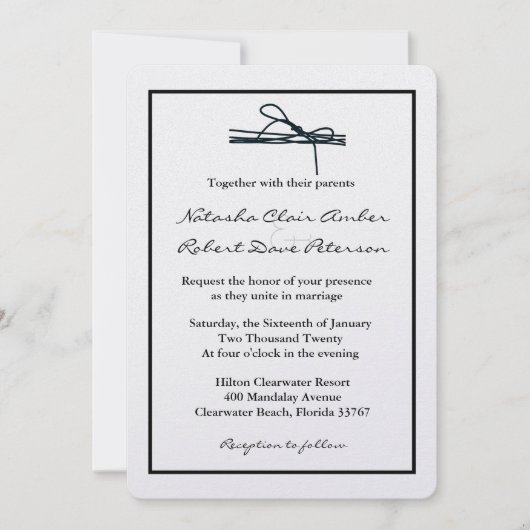 Einfache Schwarz-weiße Krawatte Die Knot Hochzeit  Einladung (Vorderseite)