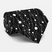 Einfache schwarz-weiße Kreise und Linien Krawatte (Gerollt)