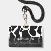 Einfache Schwarz-weiße Kuh Spots Tier Ausweis (Vorderseite mit Lanyard)