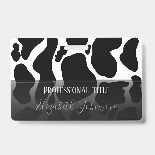 Einfache Schwarz-weiße Kuh Spots Tier Ausweis (Vorderseite)