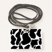 Einfache Schwarz-weiße Kuh Spots Tier Ausweis (Rückseite mit Schlüsselband)