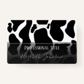 Einfache Schwarz-weiße Kuh Spots Tier Ausweis (Vorderseite)