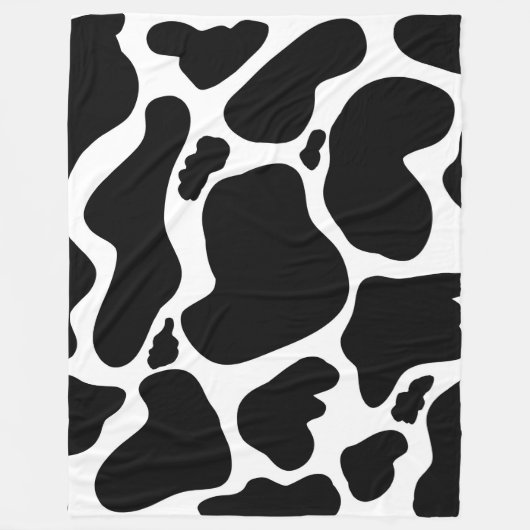 Einfache Schwarz-weiße Kuh Spots Tier Fleecedecke (Vorderseite)
