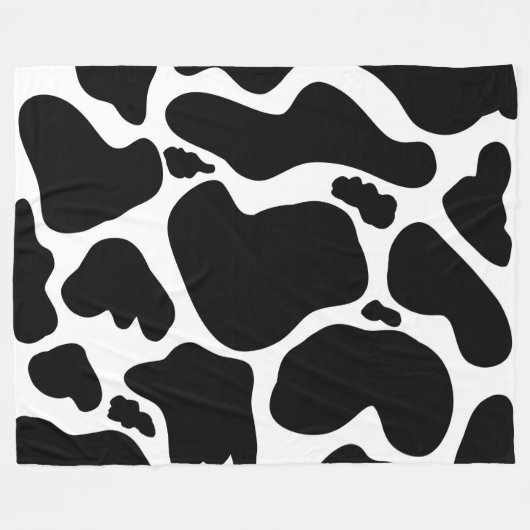 Einfache Schwarz-weiße Kuh Spots Tier Fleecedecke (Vorderseite (Horizontal))