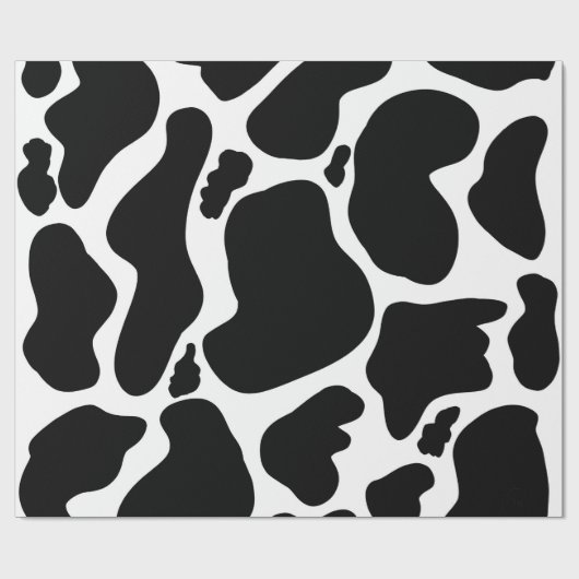 Einfache Schwarz-weiße Kuh Spots Tier Geschenkpapier (Flach)