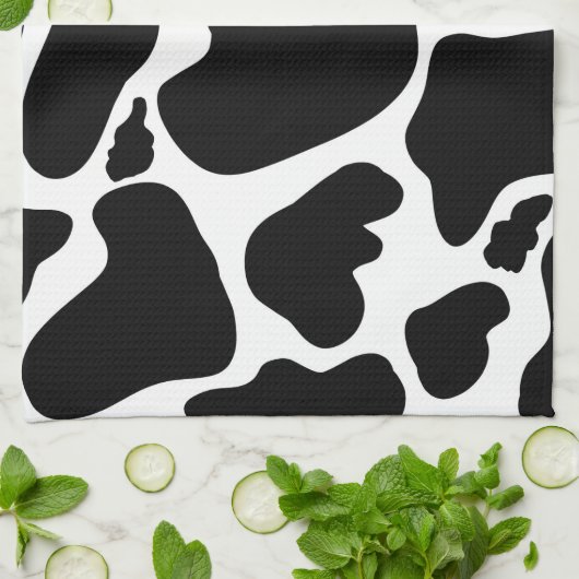 Einfache Schwarz-weiße Kuh Spots Tier Geschirrtuch (Gefaltet)