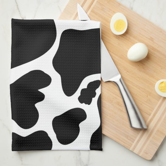 Einfache Schwarz-weiße Kuh Spots Tier Geschirrtuch (Viertel Falte)