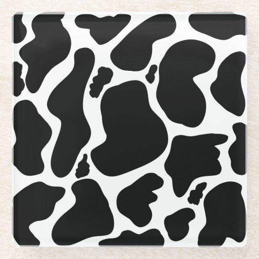 Einfache Schwarz-weiße Kuh Spots Tier Glasuntersetzer (Vorderseite)