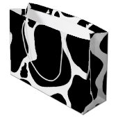 Einfache Schwarz-weiße Kuh Spots Tier Große Geschenktüte (Rückseite Schrägansicht)