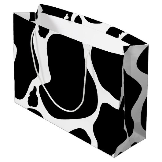 Einfache Schwarz-weiße Kuh Spots Tier Große Geschenktüte (Rückseite Schrägansicht)