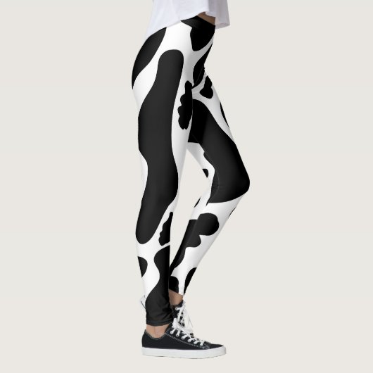 Einfache Schwarz-weiße Kuh Spots Tier Leggings (Rechts)