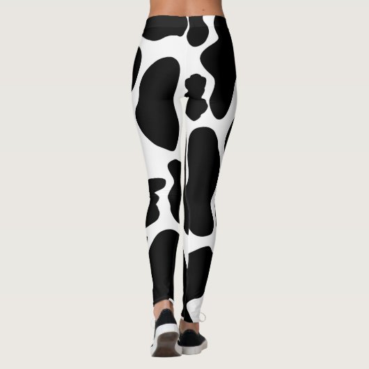 Einfache Schwarz-weiße Kuh Spots Tier Leggings (Rückseite)