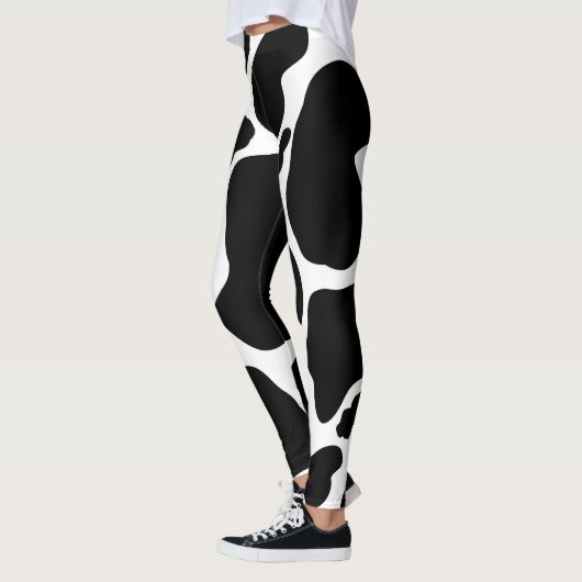 Einfache Schwarz-weiße Kuh Spots Tier Leggings (Links)