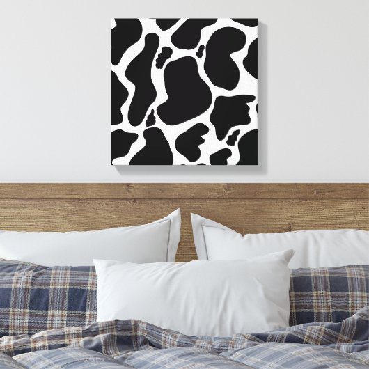 Einfache Schwarz-weiße Kuh Spots Tier Leinwanddruck (Insitu (Schlafzimmer))