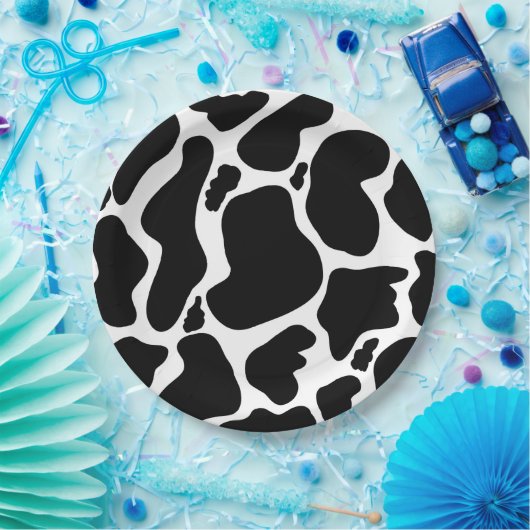 Einfache Schwarz-weiße Kuh Spots Tier Pappteller (Party)